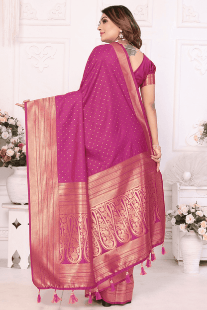 Pink Colour Woven Work Soft Silk Traditional Saree