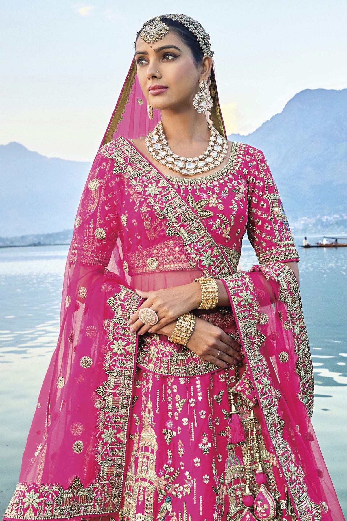 Pink Embroidery Silk Lehenga Choli VSLC1290123