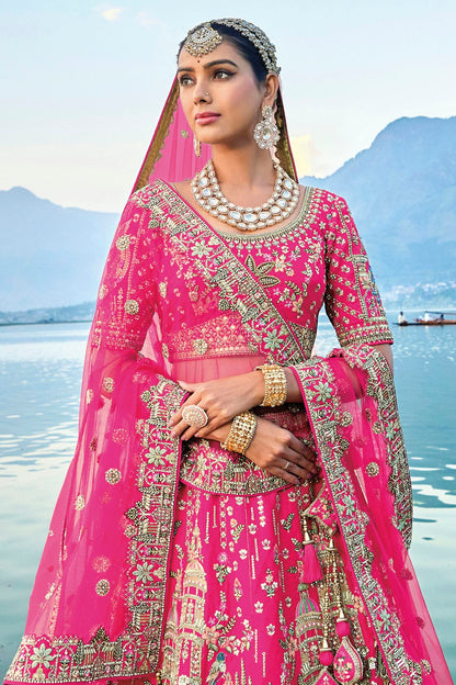 Pink Embroidery Silk Lehenga Choli VSLC1290123