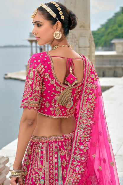 Pink Embroidery Silk Lehenga Choli VSLC1290126