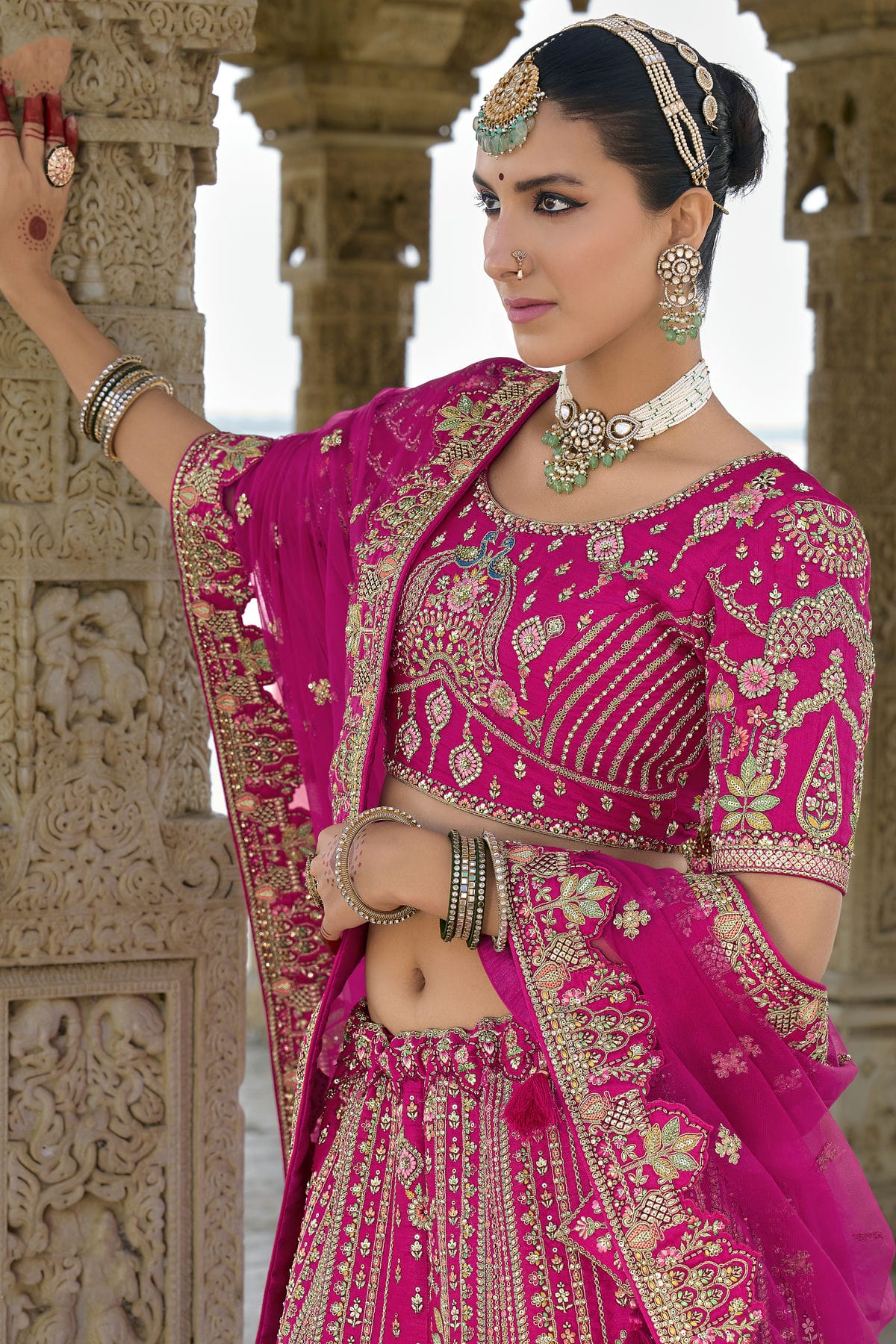 Pink Embroidery Silk Lehenga Choli VSLC1290128