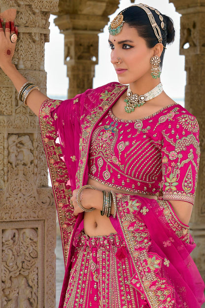 Pink Embroidery Silk Lehenga Choli VSLC1290128