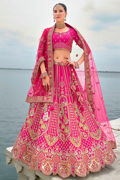 Pink Embroidery Silk Lehenga Choli VSLC1290132