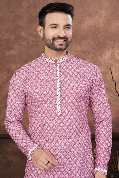 Pink Colour Soft Rayon Kurta Pajama VSKP1040687
