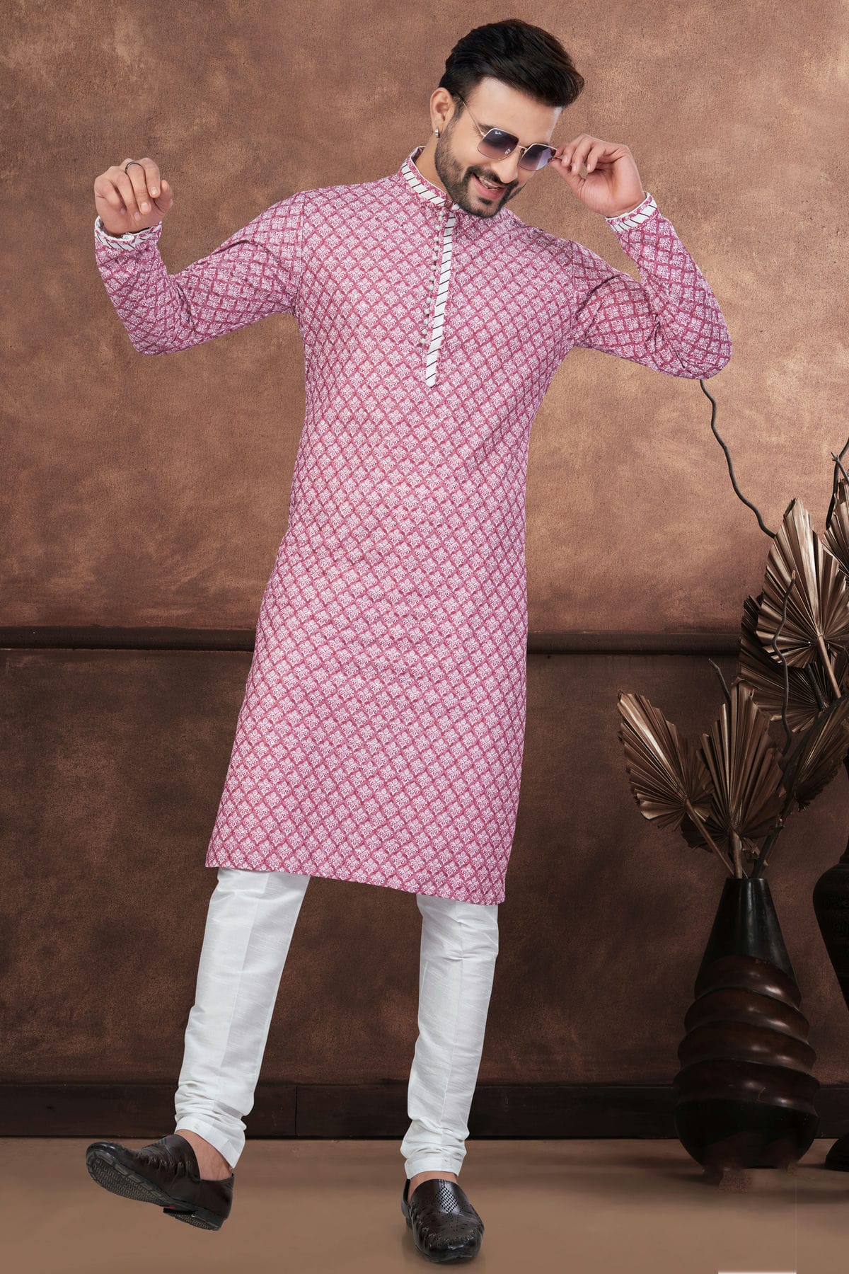 Pink Soft Rayon Kurta Pajama