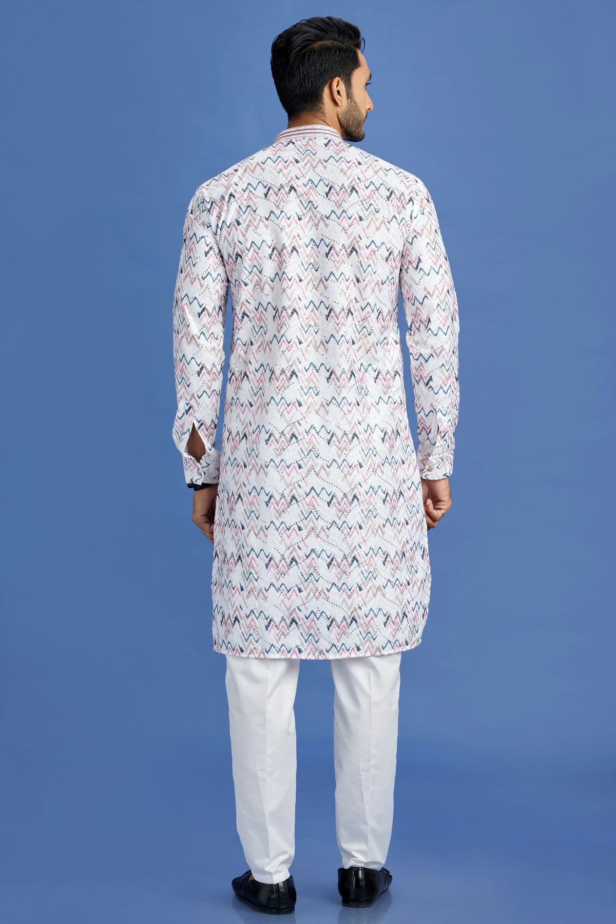 Pink and Blue Colour Cotton Pintex Work Kurta Pajama VSKP1230151