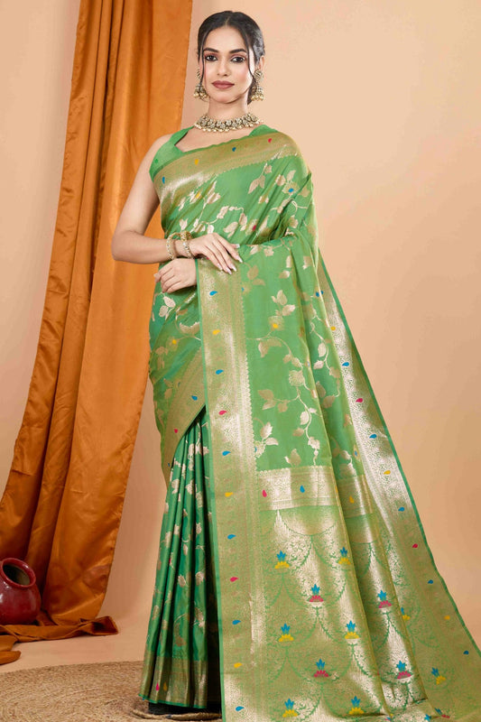 Pista Green Colour Banarasi Silk Woven Work Traditional Saree VSSD1113542