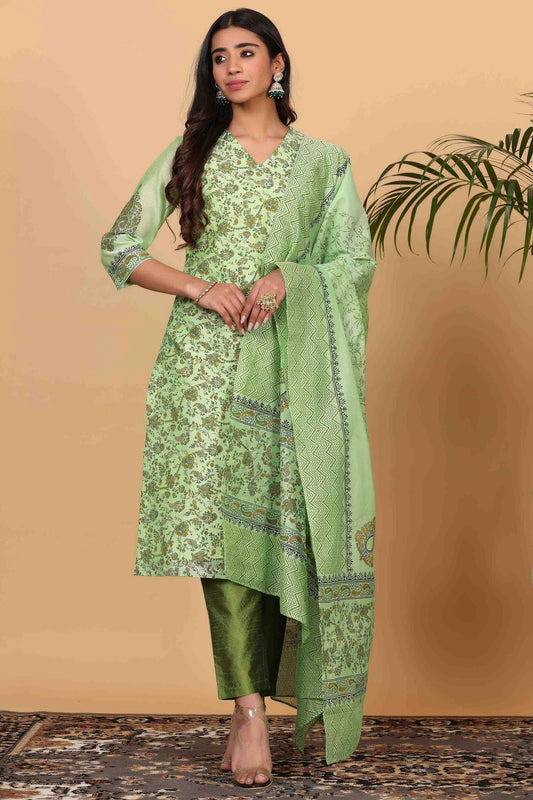 Pista Green Colour Chanderi Stitched Suit VSSS1112919