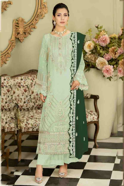 Pista Green Colour Faux Georgette Pakistani Suit VSSM1140876