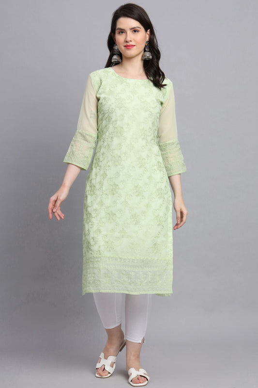 Pista Green Colour Georgette Kurti
