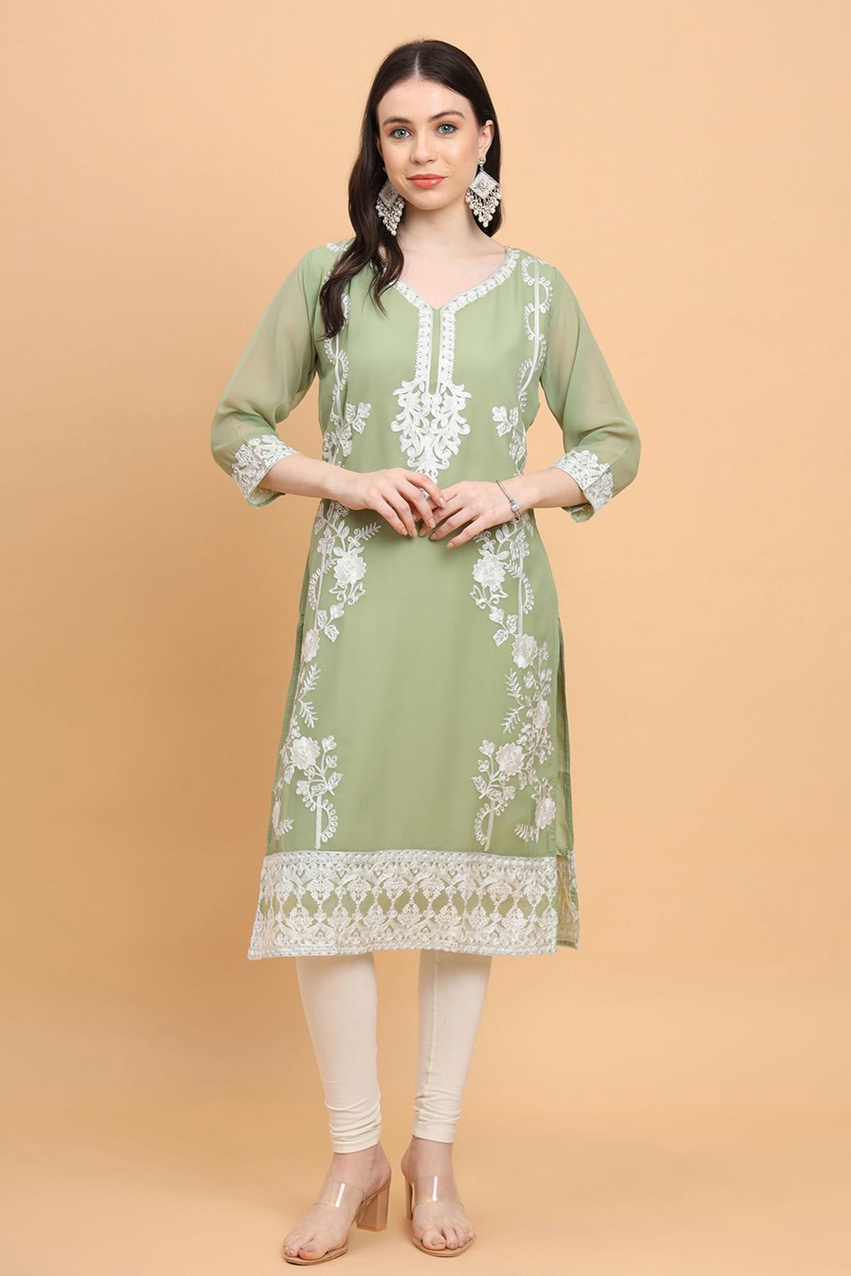 Pista Green Colour Georgette Kurti