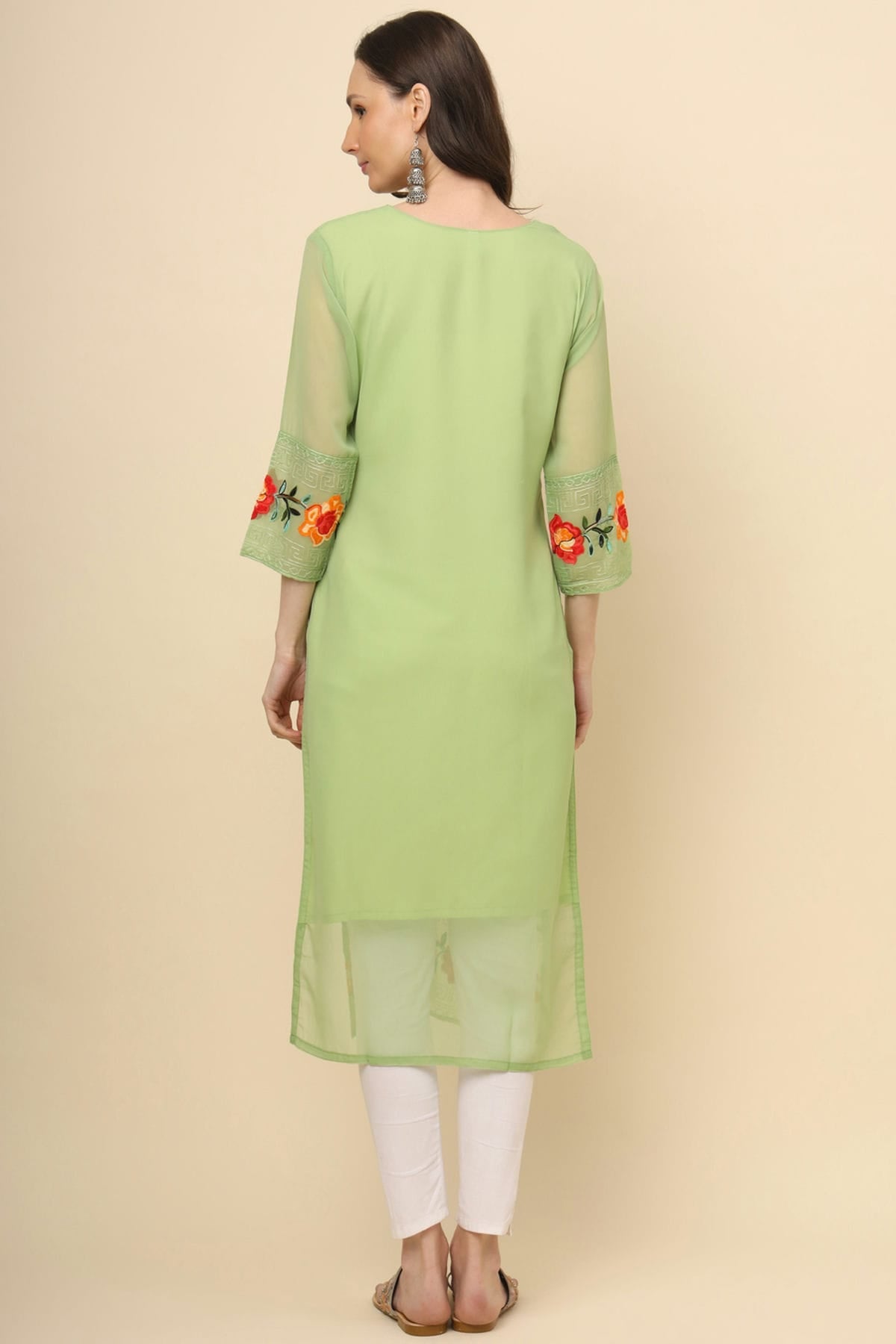 Pista Green Colour Georgette Kurti VSKR1111205