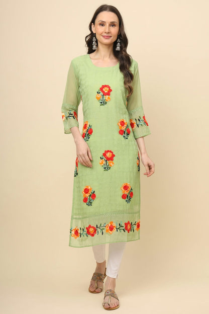 Pista Green Colour Georgette Kurti