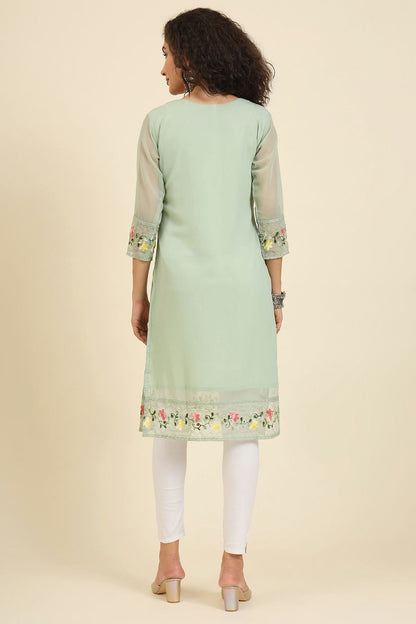 Pista Green Colour Georgette Kurti VSKR1111235
