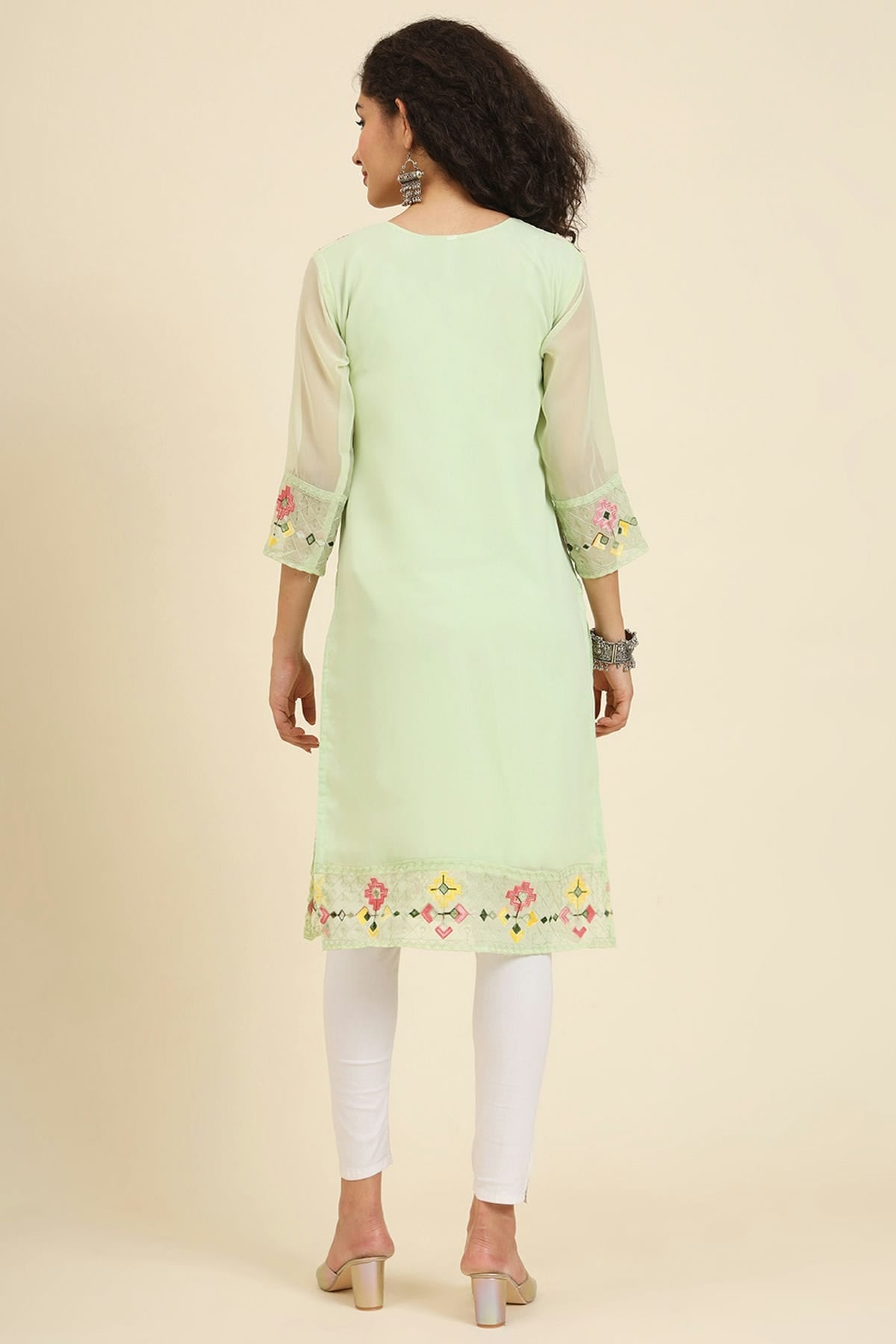 Pista Green Colour Georgette Kurti VSKR1111245
