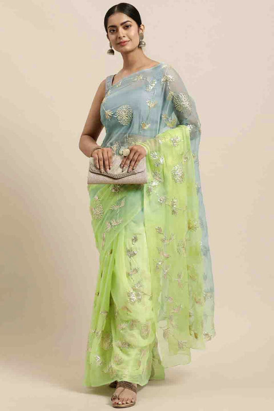 Pista Green Colour Gota Patti Work Organza Designer Saree VSSD1113398