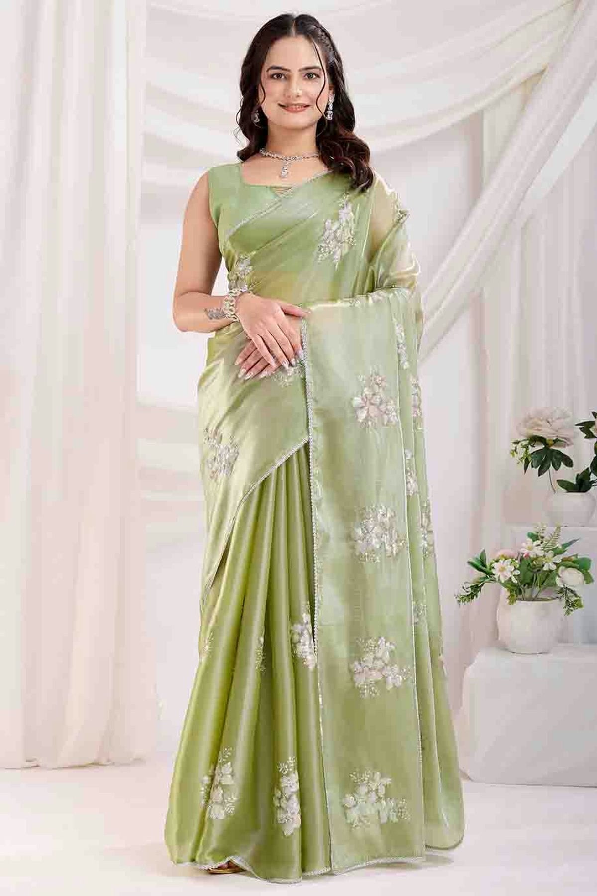 Pista Green Colour Jimmi Choo Designer Saree VSSD1112845