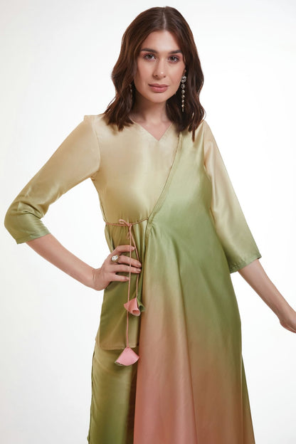 Pista Green Colour Modal Satin Top and Bottom VSTP1080921