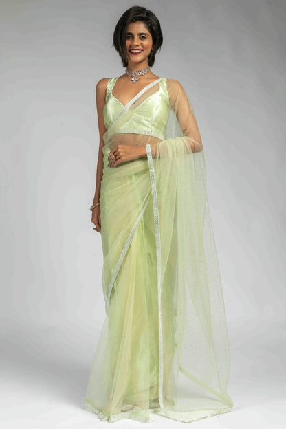 Pista Green Colour Net Ready To Wear Saree VSSD1122057