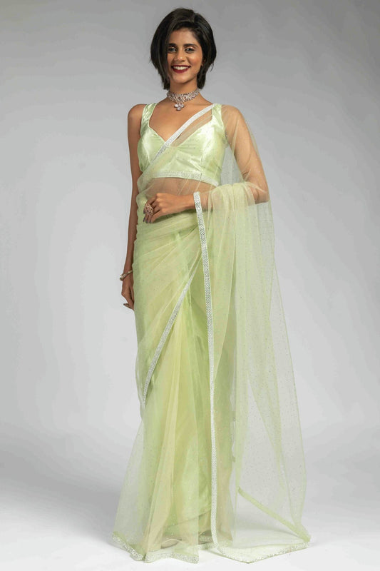 Pista Green Colour Net Ready To Wear Saree VSSD1122057