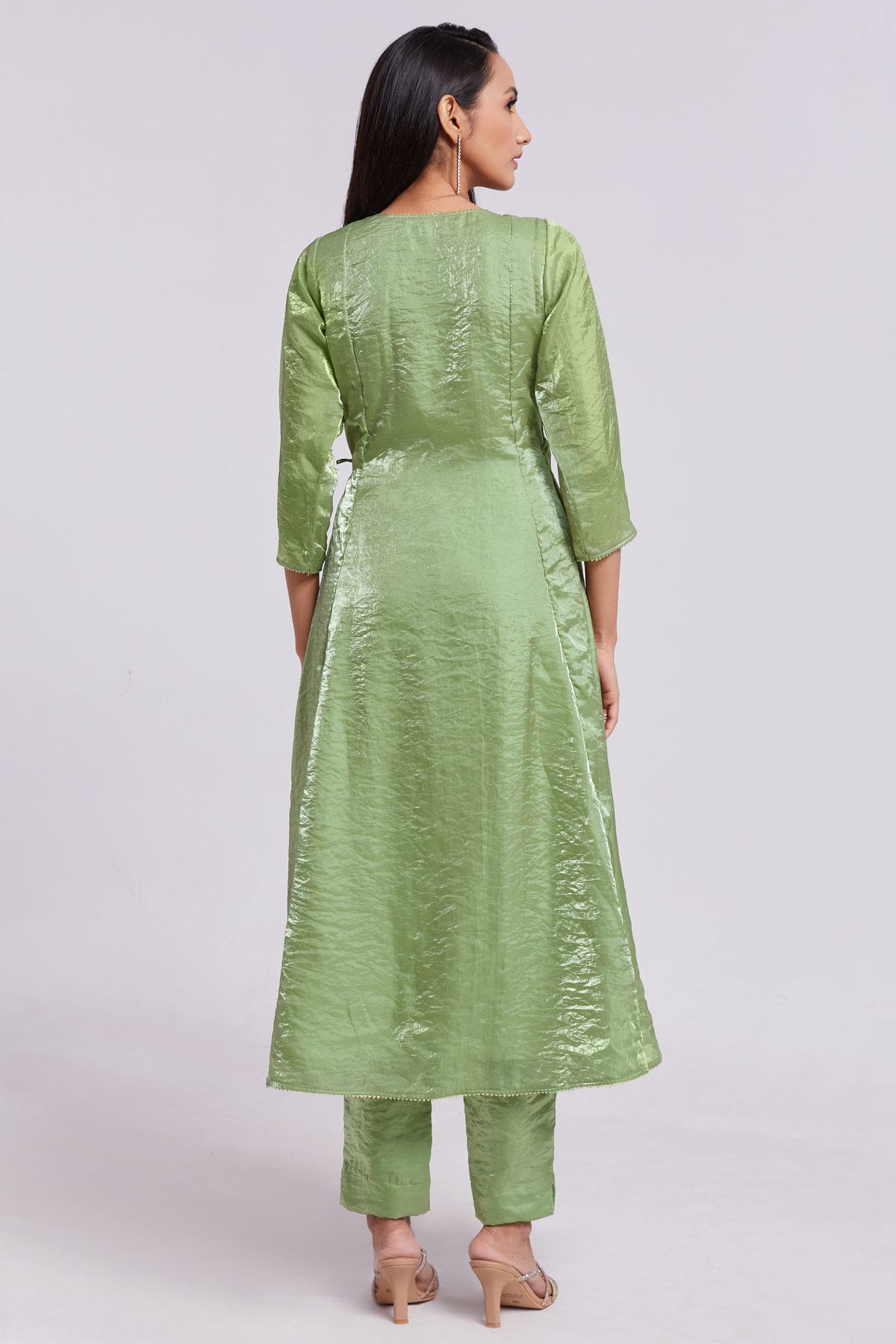 Pista Green Colour Pure Organza Indo Western Dress VSTP1080912