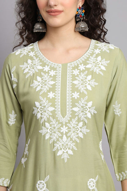 Pista Green Colour Rayon Kurti VSKR1111086