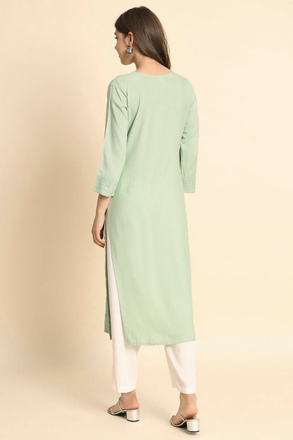 Pista Green Colour Rayon Kurti VSKR1111106