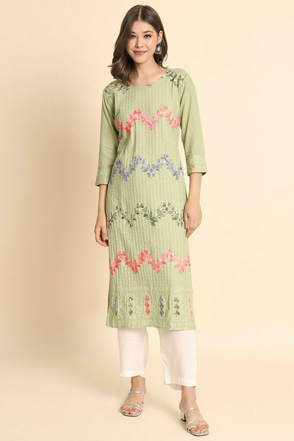 Pista Green Colour Rayon Kurti