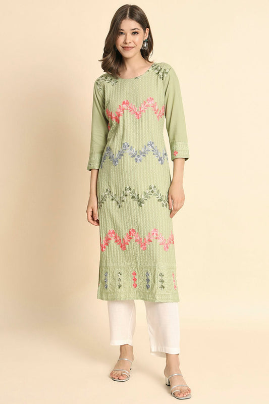 Pista Green Colour Rayon Kurti