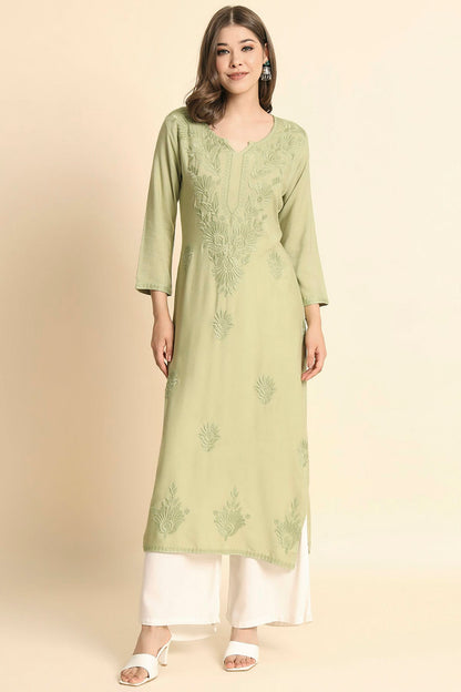 Pista Green Colour Rayon Kurti