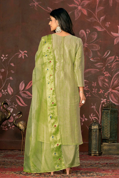 Pista Green Colour Unstitched Modal Cotton Jacquard Straight Suit VSUS1161282