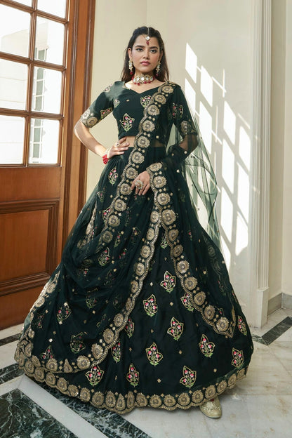 Premium Organza Designer Lehenga CholiIn Green NCLC12710132