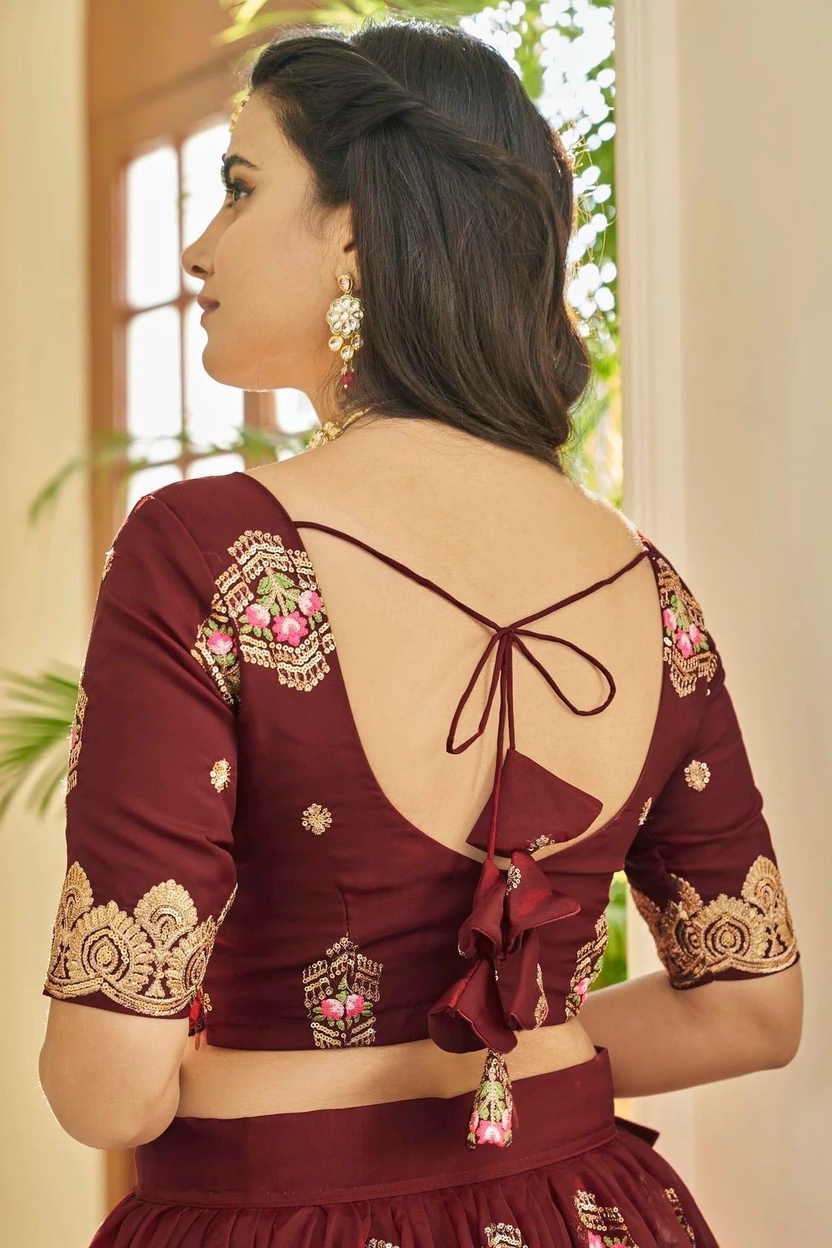 Premium Organza Designer Lehenga CholiIn Maroon  NCLC12710131