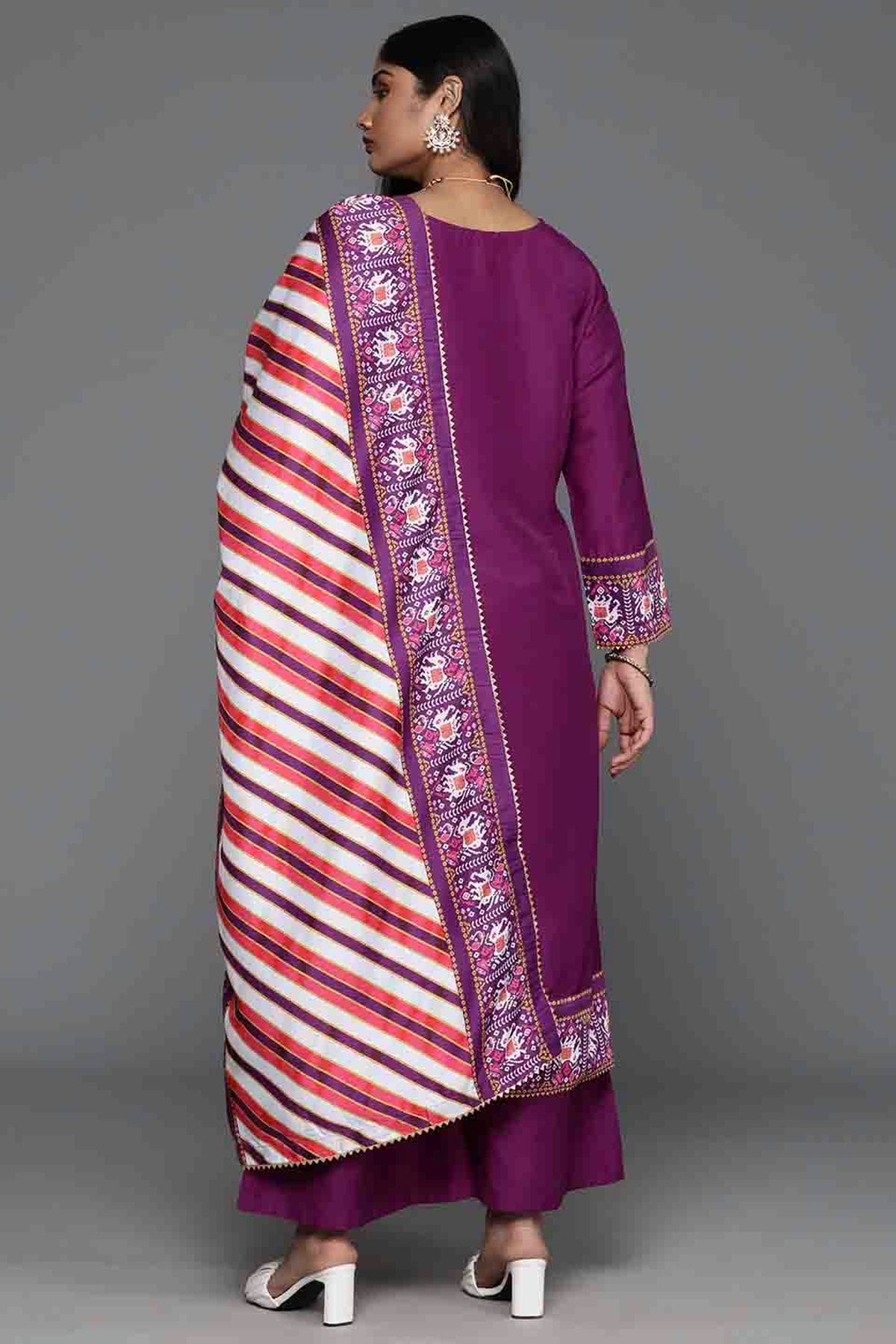Purple Colour Art Silk Stitched Palazzo Pant Suit VSSS1113796