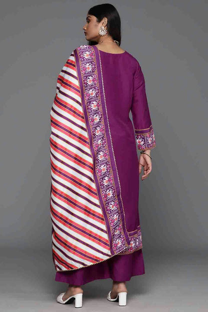 Purple Colour Art Silk Stitched Palazzo Pant Suit VSSS1113796