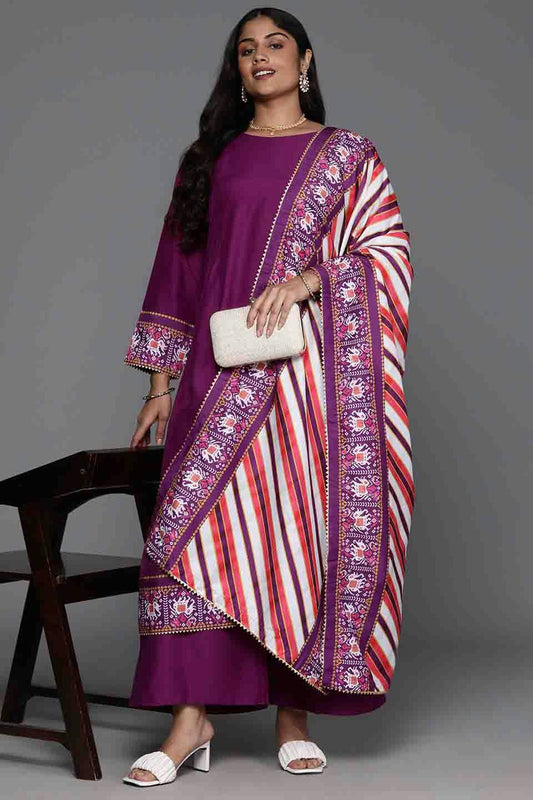 Purple Colour Art Silk Stitched Palazzo Pant Suit VSSS1113796