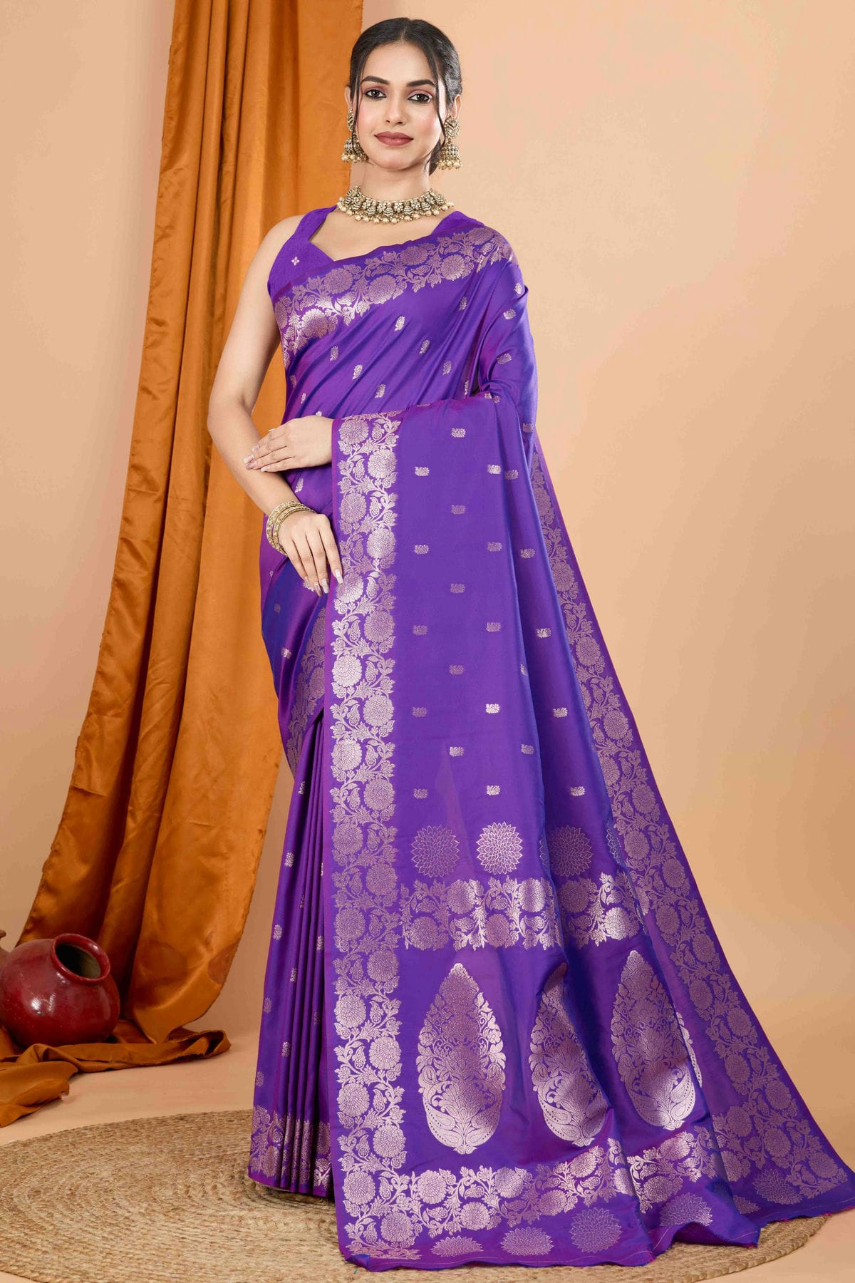 Purple Colour Banarasi Silk Woven Work Traditional Saree VSSD1113534