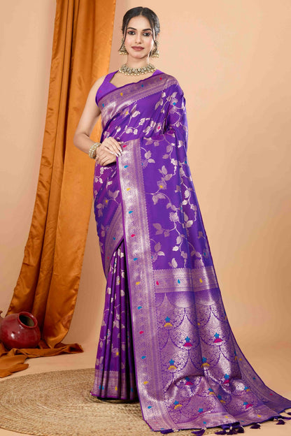 Purple Colour Banarasi Silk Woven Work Traditional Saree VSSD1113544