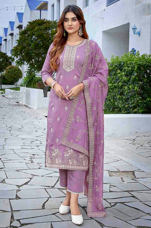 Purple Colour Chanderi Stitched Suit VSSS1113332