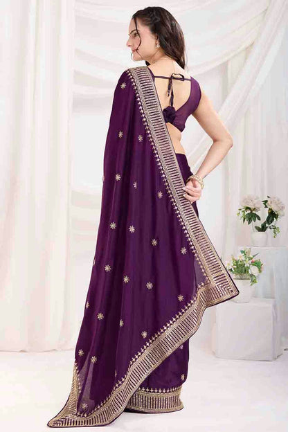 Purple Colour Chinon Silk Designer Saree VSSD1112872