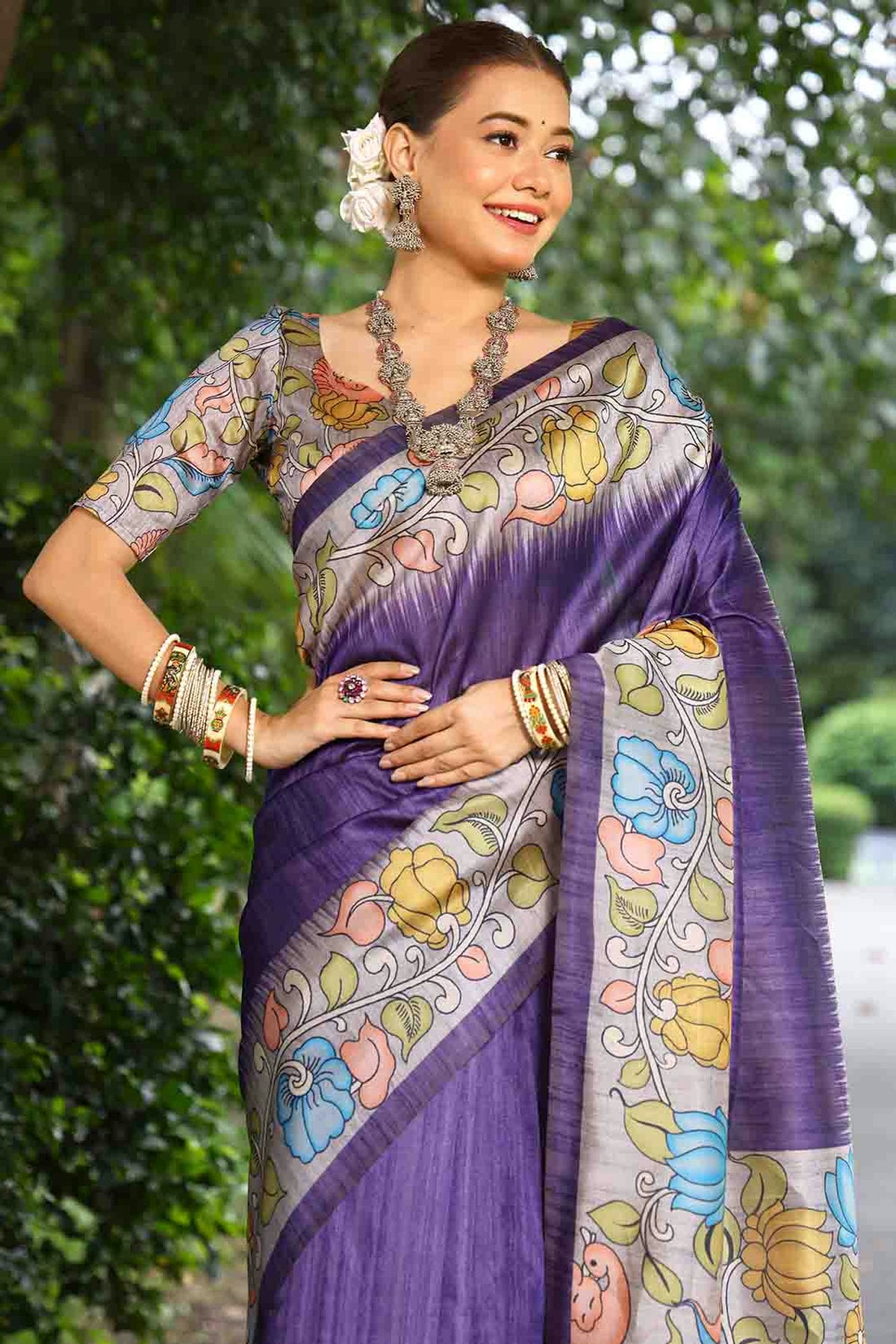 Purple Colour Cotton Silk Traditional Saree
