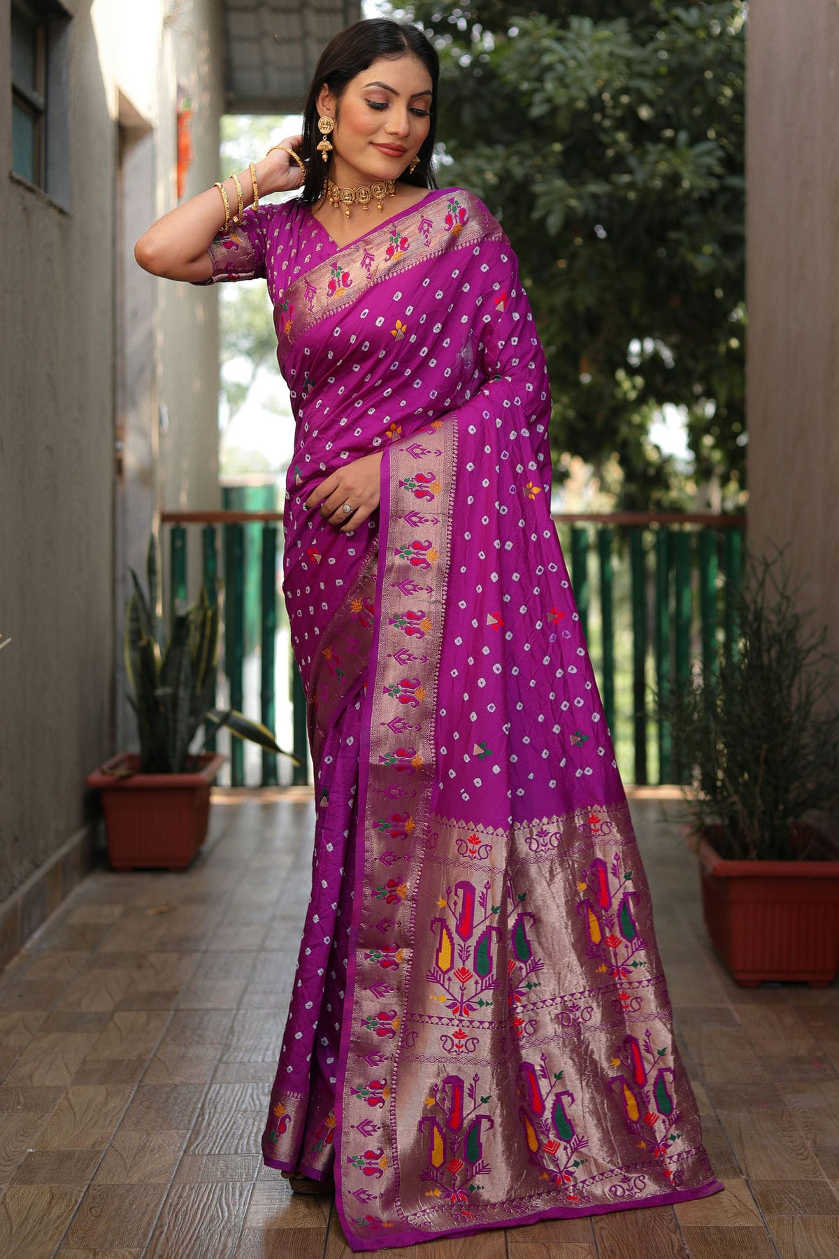 Purple Colour Dola Silk Paithani Saree