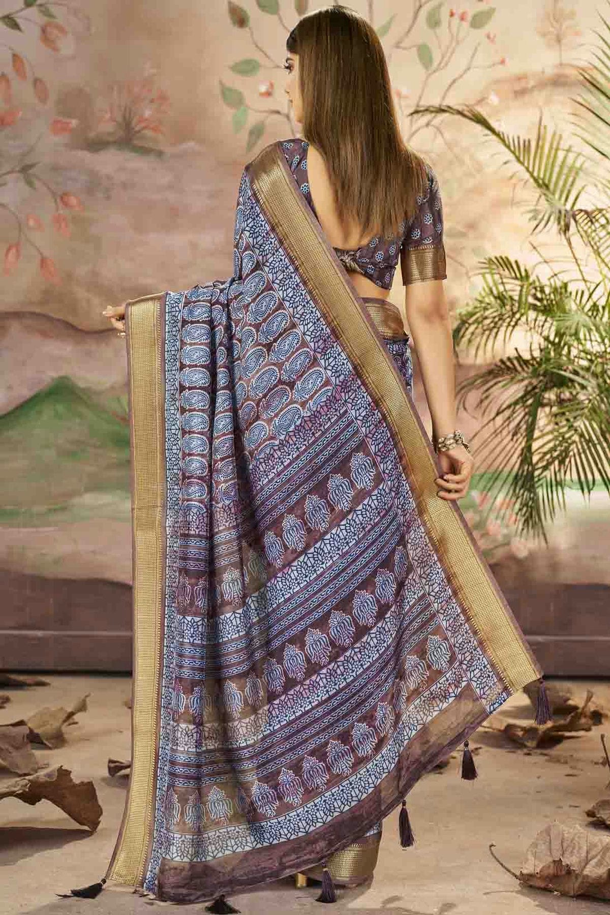 Purple Colour Dola Silk Printed Saree VSSD1113710