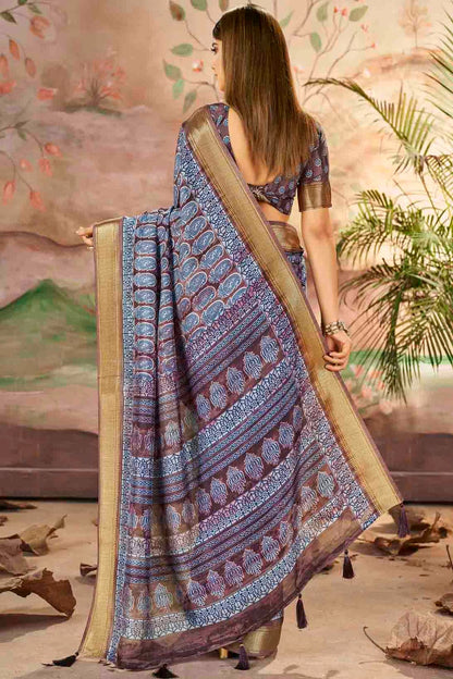 Purple Colour Dola Silk Printed Saree VSSD1113710