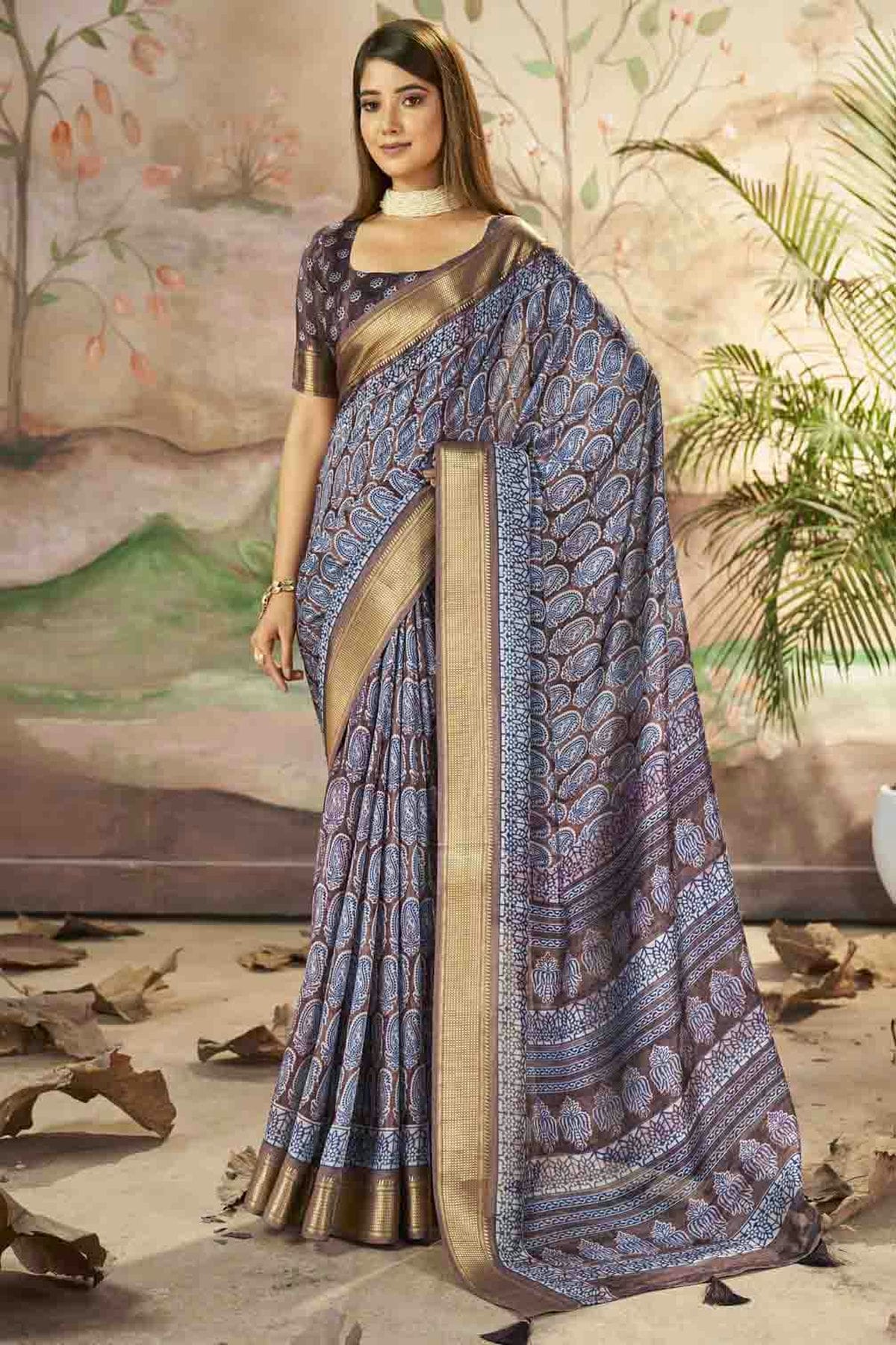 Purple Colour Dola Silk Printed Saree VSSD1113710