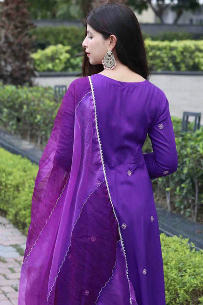 Purple Colour Embroidery Viscose Anarkali Suit VSSS1113495