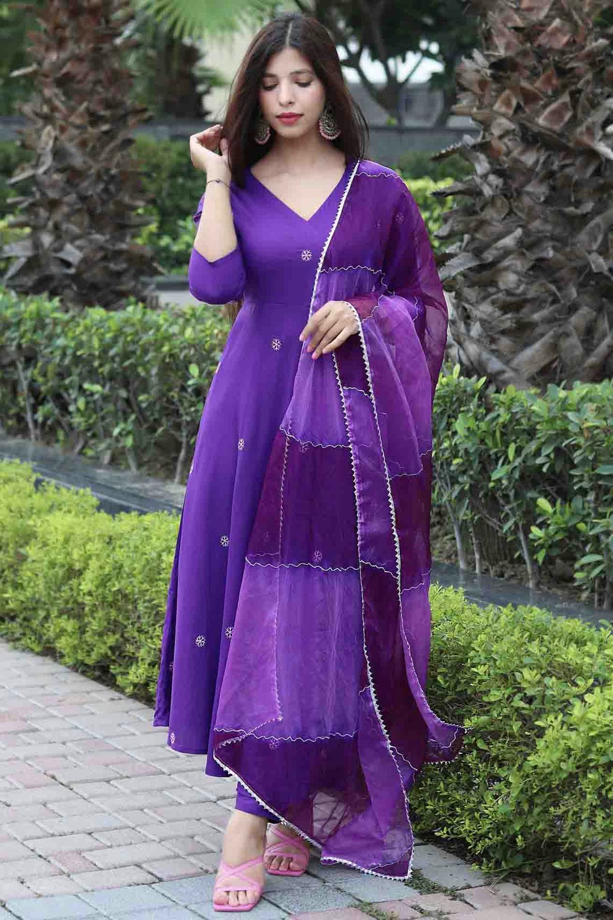 Purple Colour Embroidery Viscose Anarkali Suit VSSS1113495