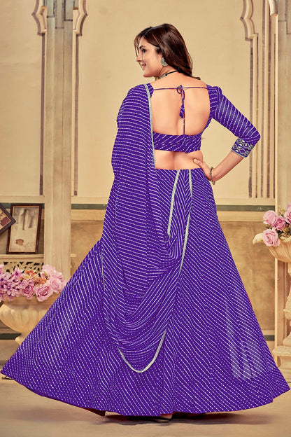 Purple Colour Embroidery Work Georgette Navratri Lehenga VSLD1170017