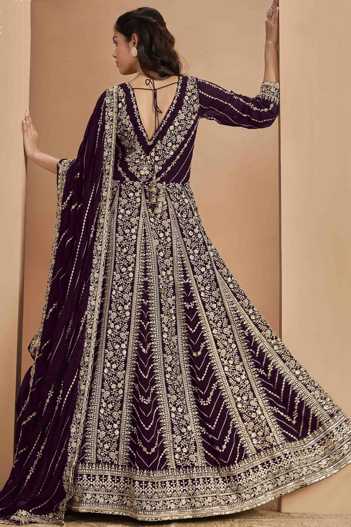 Purple Colour Faux Georgette Anarkali Suit VSSM1050736