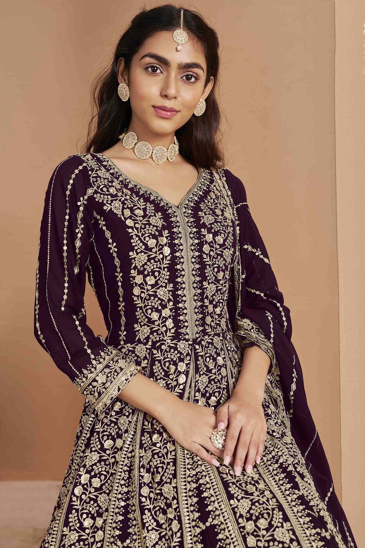 Purple Colour Faux Georgette Anarkali Suit VSSM1050736
